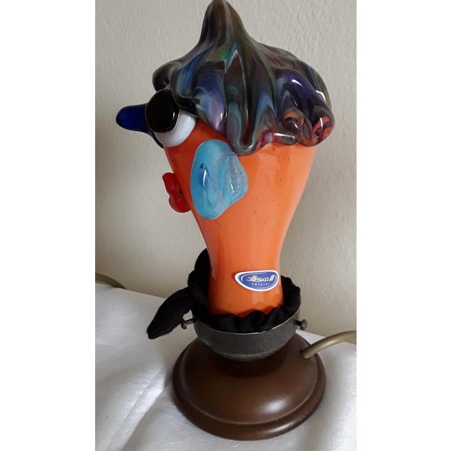 Wood Vintage Sculptural Table Lamp in Colored Glass from Joska Crystal, 1980s For Sale - Image 7 of 9