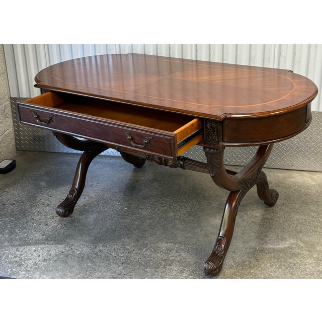 Brown English George IV Regency Style Mahogany Writing Desk For Sale - Image 8 of 12