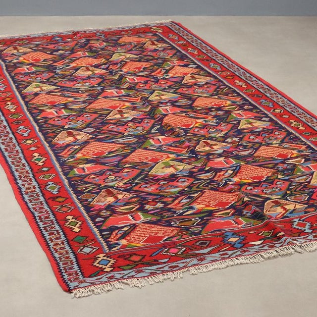 Blue Kilim Rug in Wool, Turkey For Sale - Image 8 of 8