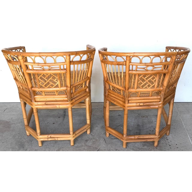 Pair of Brighton Pavilion Revival Bamboo, Rattan and Caned Armchairs, Circa 1970 For Sale - Image 11 of 14