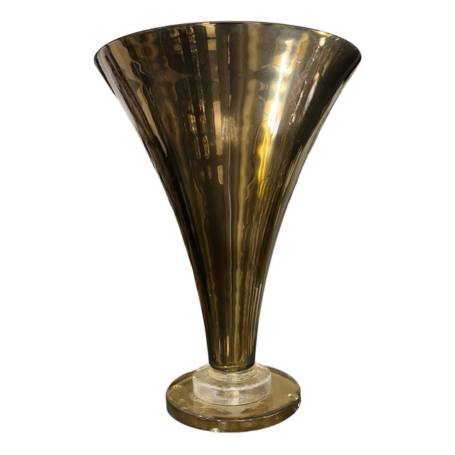 Golden Murano Glass Lamp Horn, 1980s For Sale