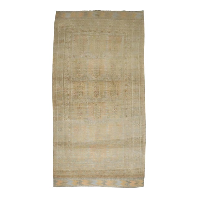 Neutral Antique Persian Balouch Rug - 7'2" x 13'6" For Sale