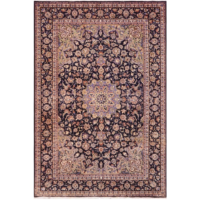 Art Nouveau Antique Blue/Beige Wool Rug - 9'7'' X 12'11'' For Sale - Image 10 of 10