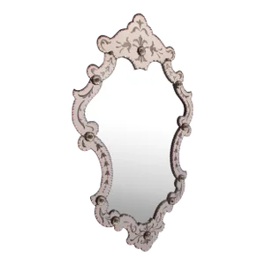 Vintage Murano Rose and Clear Wall Mirror Circa 60s
