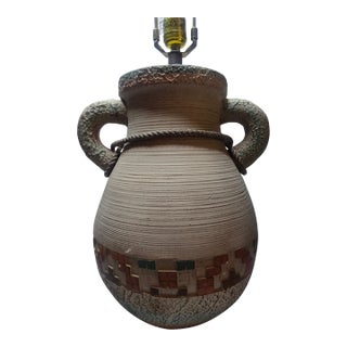 1980s Southwest Navajo Jug Design Plaster Mid Century Table Lamp For Sale