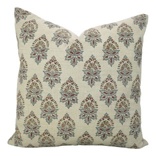 Fabdivine Linen Blend Decorative Throw Floral Pillow Cover, Samrat- 18x18 Inch For Sale