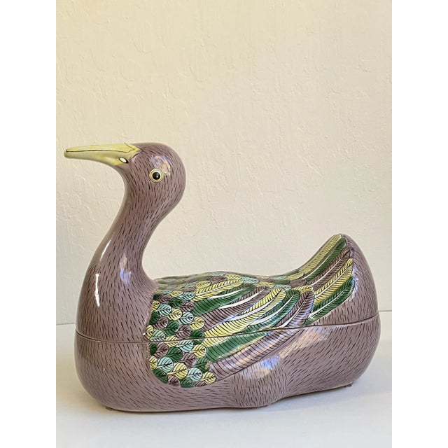 19th Century Chinese Export Style Hand Painted Porcelain Bird Covered Dish For Sale - Image 13 of 13