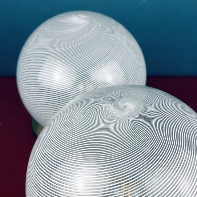 Swirl Murano Glass Table Lamps by F.Fabbian, Italy, 1970s, Set of 2 For Sale - Image 6 of 13