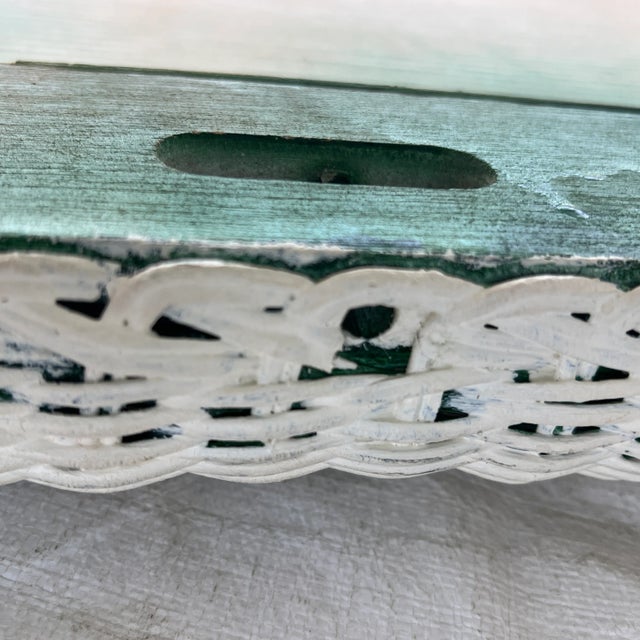 Mid-Century Modern Vintage White Wicker Mirror Full Length For Sale - Image 3 of 6