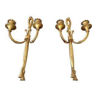 Pair of Antique Louis XV Style Bronze Sconces For Sale