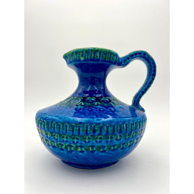 Rimini Blue Ceramic Pitcher Vase by Aldo Londi for Bitossi, 1960s For Sale - Image 3 of 7