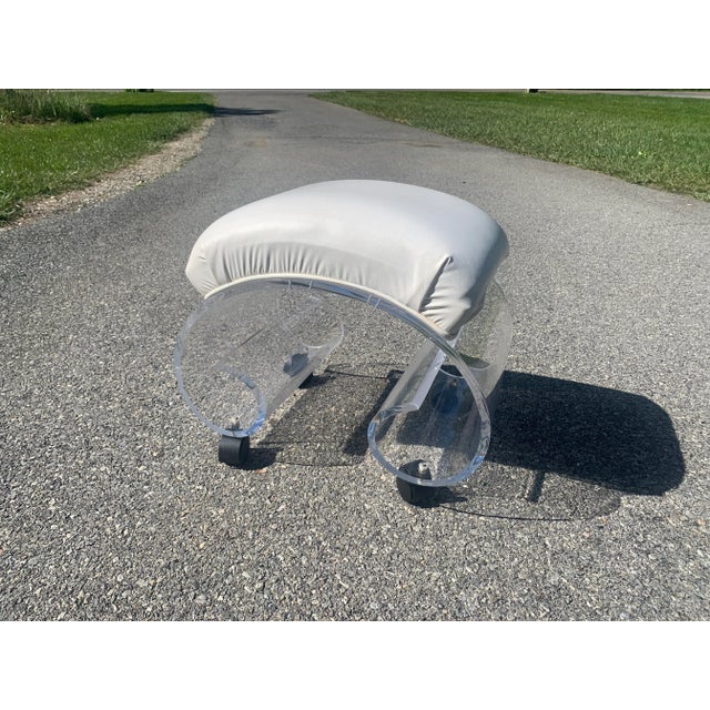 1970s Postmodern Lucite Acrylic Stool Ottoman For Sale - Image 11 of 11