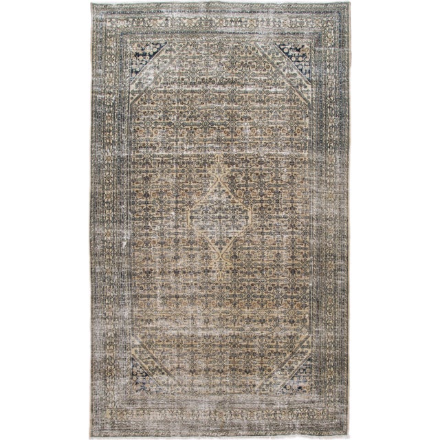 Vintage Beige Malayer Floral Handmade Wool Rug For Sale - Image 11 of 11