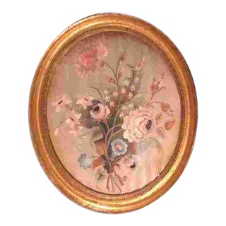 18th Cent. American or English Embroidery Under Glass For Sale