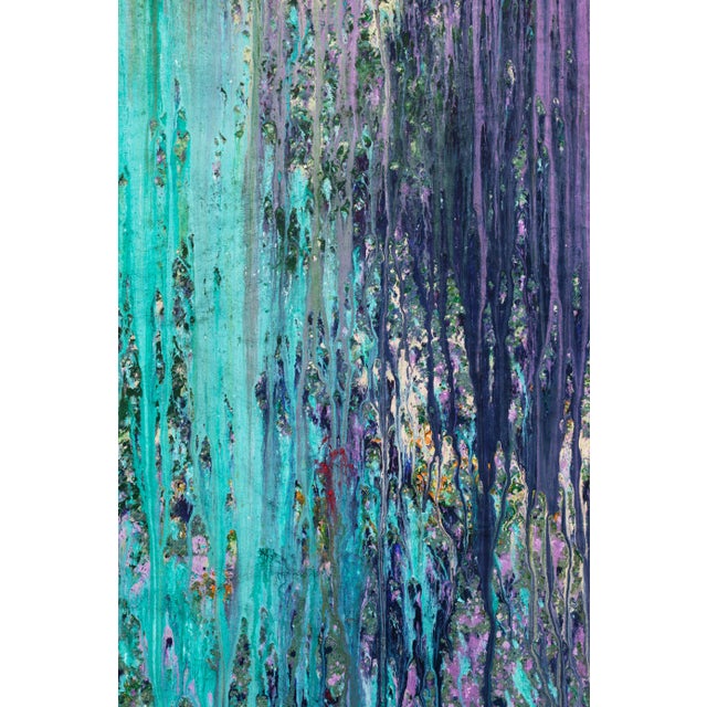 Green "And as Death Looked Upon Us, He Saw That We Were Lost / Pointing Out the Direction to Travel" Large Gestural Abstract Acrylic Painting, Simon Findlay For Sale - Image 8 of 11