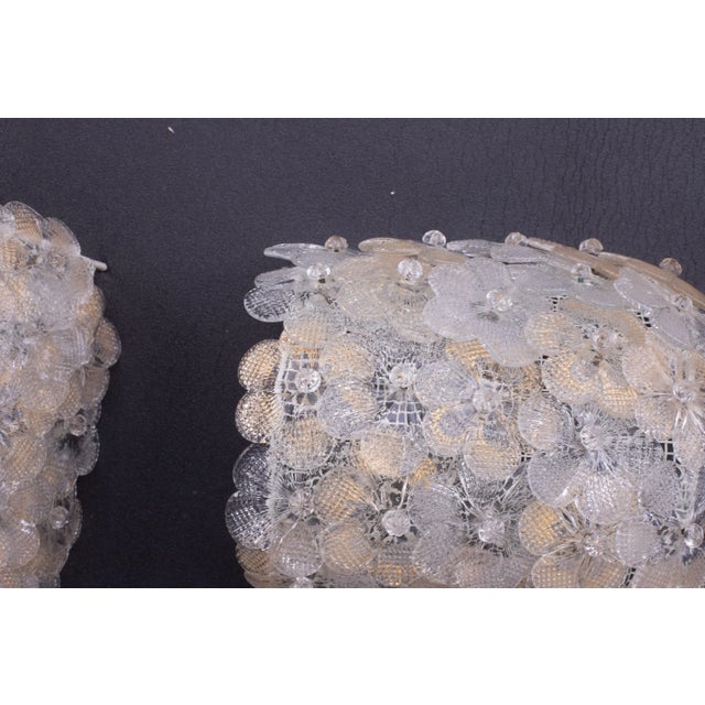 Set of 2 Gold Murano Glass Wall Light Flower by Seguso, 1960 For Sale - Image 9 of 11