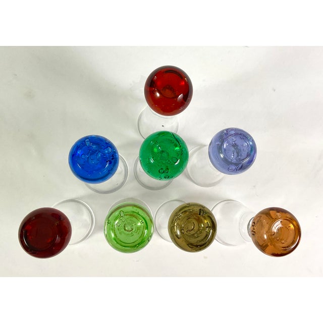 Vintage -mid-century modern –weighted-bubble bottom shot/ cordial glasses Set of eight