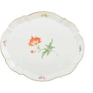 Early 20th Century Oval Porcelain Tray with Floral Decoration from Meissen, Germany For Sale