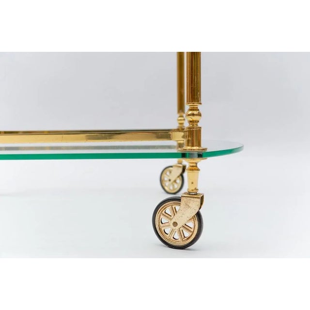 Italian Brass and Glass Serving Bar Cart, 1960s For Sale - Image 12 of 13