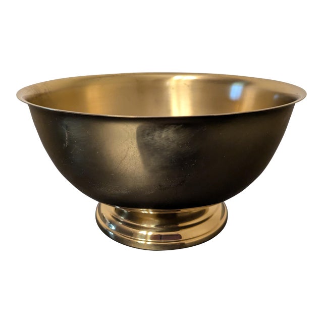 Vintage Mid-Century Seiden Solid Brass Paul Revere Style Footed Bowl - 8.25" For Sale