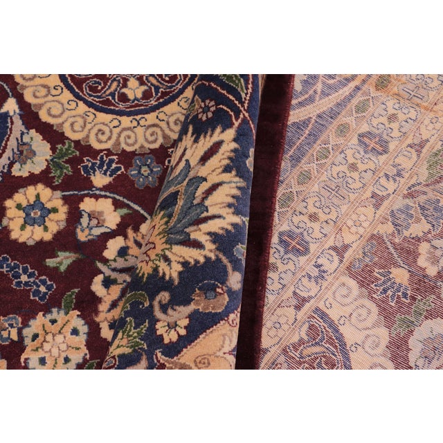 Textile Shabby Chic 1990's Agra Tabriz Pak-Persian Burgundy/Blue Wool Rug - 9'3'' X 13'2'' For Sale - Image 7 of 9