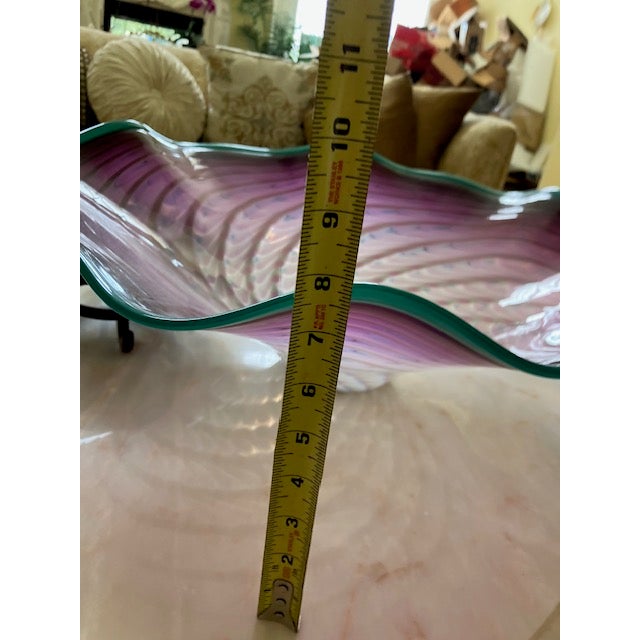 1990s Large 24" Signed 1998 LaChaussee Studio Art Glass Centerpiece Bowl For Sale - Image 5 of 5