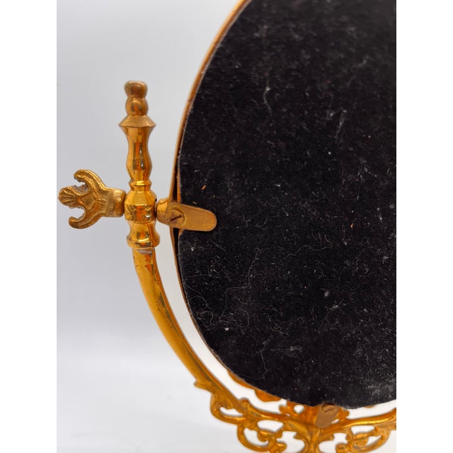 Metal Vintage French Brass Vanity Table Mirror For Sale - Image 7 of 8