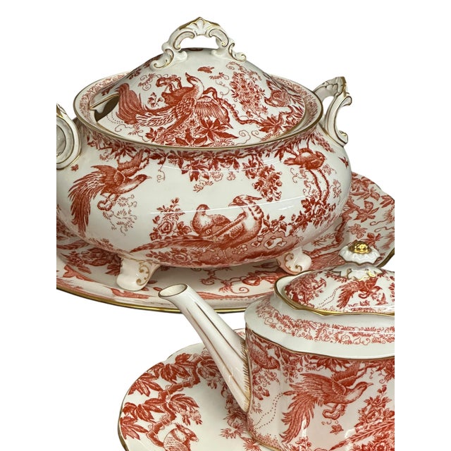 Late 20th Century Royal Crown Derby “Red Aves” Extensive Dinner & Tea Service — 64 Pieces For Sale - Image 15 of 17