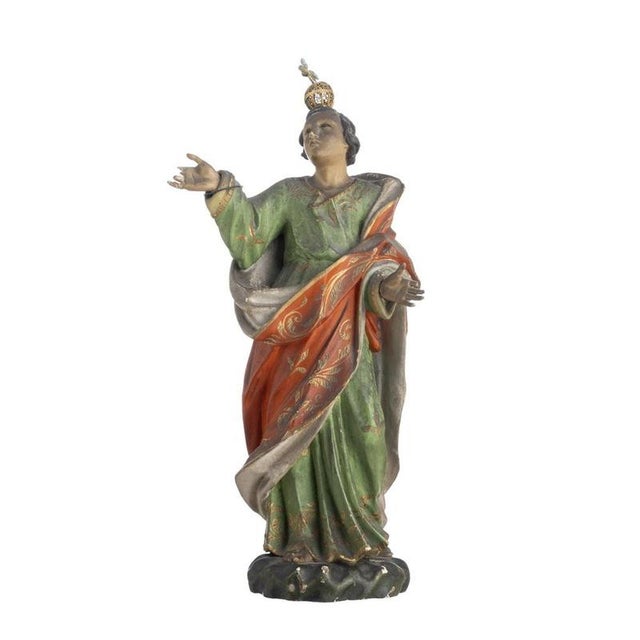 Religious Artist, Saint John the Evangelist, 18th Century, Wood & Silver For Sale - Image 6 of 6