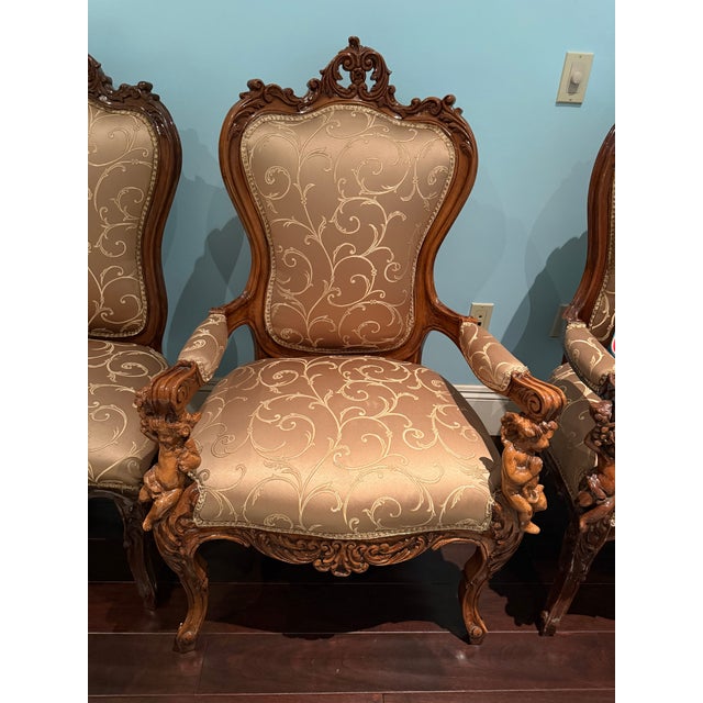 Brown 1980s Victorian Rococo Revival Living Room / Salon Set – 7 Pieces For Sale - Image 8 of 8
