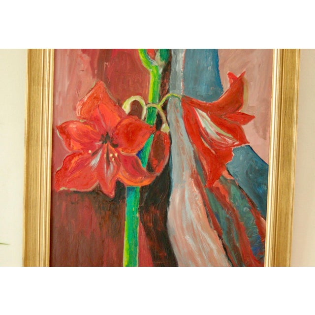 Ingegerd Alberts, Red Lillies, 1960s, Oil on Canvas, Framed For Sale - Image 7 of 11
