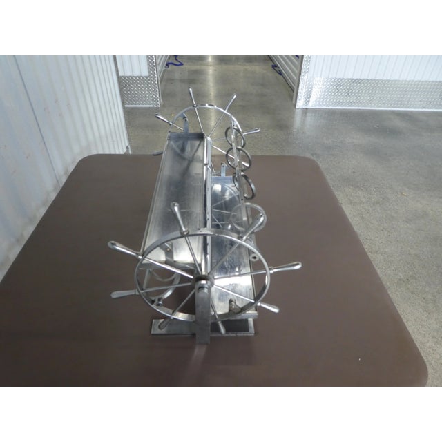 Chrome Art Deco Chrome Ships Wheel Rotating Table Top Bar For Sale - Image 8 of 10
