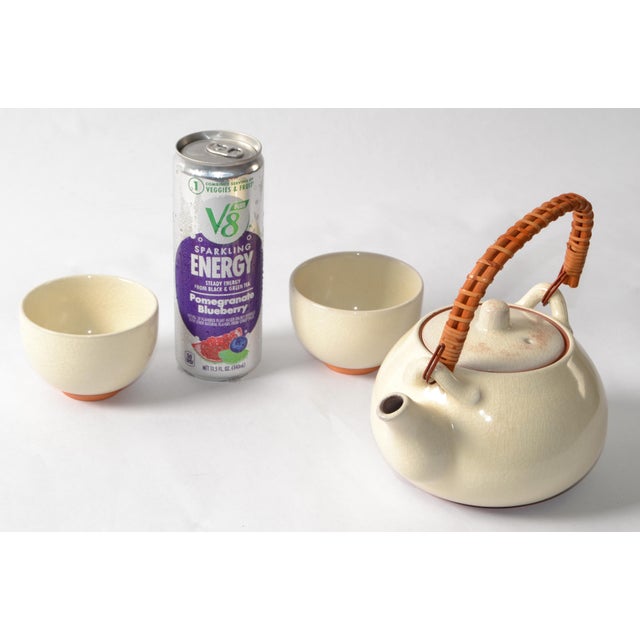 Vintage Japanese Tea Handmade Stoneware Ceramic Kotobuki - Set of 3 For Sale - Image 11 of 15