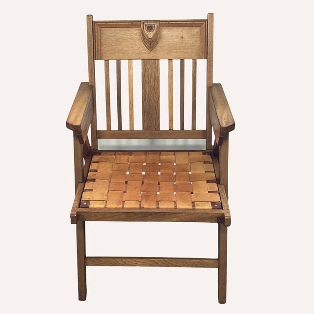 1950s Dutch Arts & Crafts Leather Woven Seat Apprentice Chair, 1950 For Sale - Image 5 of 8