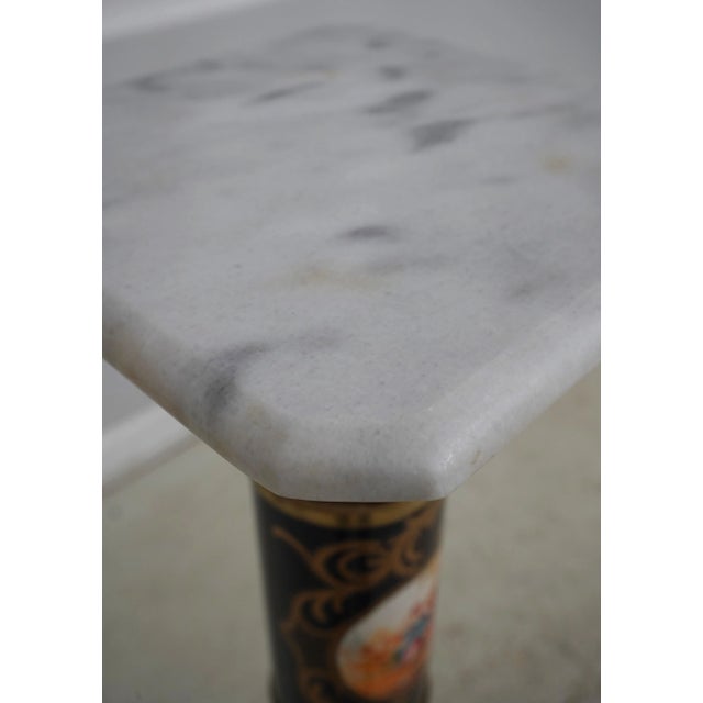 Pair Bronze Base Serves Style Marble Top Columns For Sale - Image 10 of 12