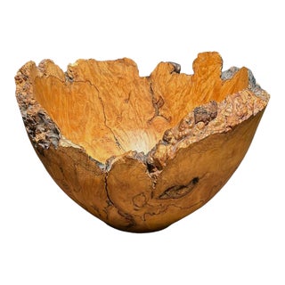 Vintage Maurice Gamblin Hand Turned Spalted Maple Burl Bowl ~ Signed For Sale