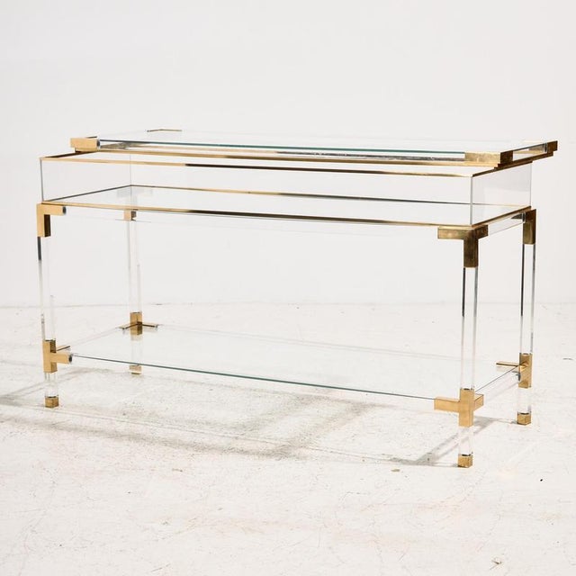 Contemporary Brass and Acrylic Glass Console Table from Fabian, 1970s For Sale - Image 3 of 18