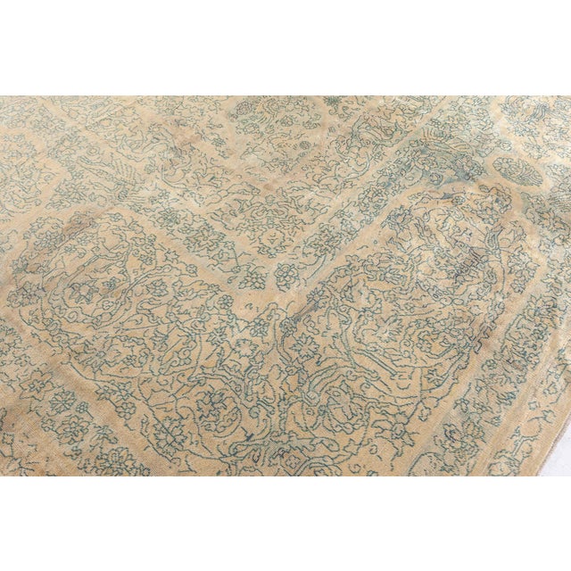 Beige Fine Anitque Indian Animal Hand Knotted Wool Rug For Sale - Image 8 of 8