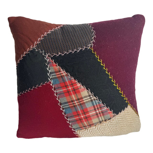 Vintage American Patchwork Pillow For Sale