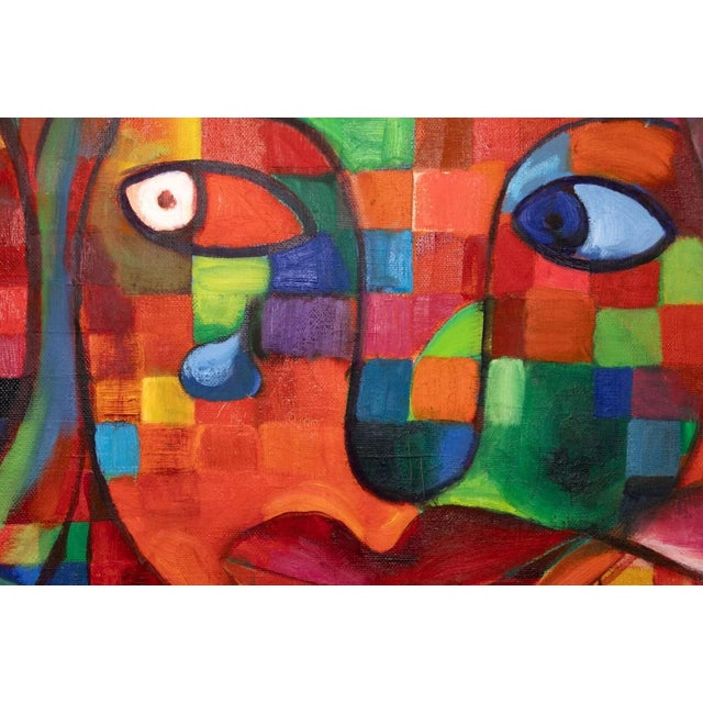 Linas Cicenas 3 Sesekes Signed Contemporary Cubist Oil Painting on Canvas 2001 For Sale In Detroit - Image 6 of 11