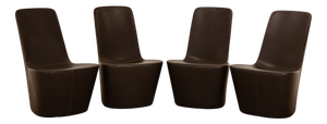 Monopod Leather Armchair Set in Dark Brown by Jasper Morrison for Vitra, Set of 4