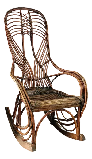 Rare Classic Rustic Antique Adirondack, Lake House Twig Bentwood Rocker, Late 19th- Early 20th Century