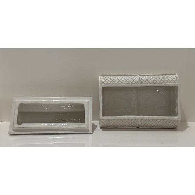 Italian Ceramic Sculptural Box Signed, 1980 – White Textured “Stacked Logs” Form For Sale - Image 10 of 13