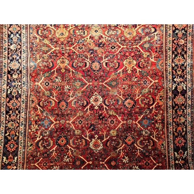 Antique Persian Mahal Sultanabad Rug, Hand-Knotted Wool, Geometric Pattern, 9x13, Red & Navy For Sale - Image 15 of 18