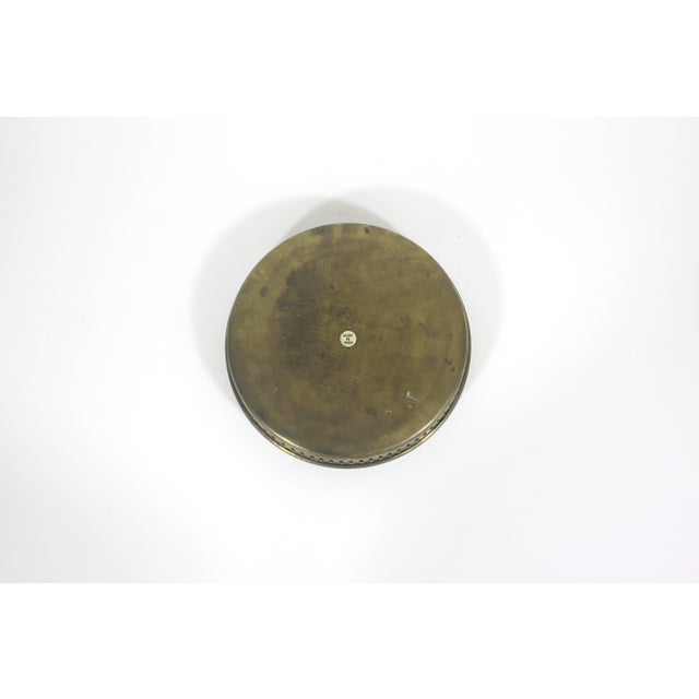 1970s Vintage Brass Tray, Round Gallery With Pierced Cutout Details 8” Bar Drinks For Sale - Image 5 of 8