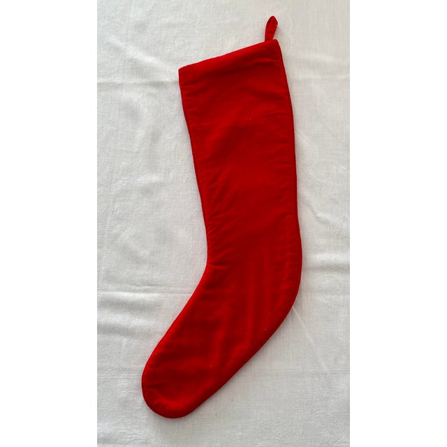 Vintage Skiing Santa Claus 100% Wool Needlepoint Christmas Stocking 1991 Peking Handicraft Excellent Condition For Sale In Denver - Image 6 of 13