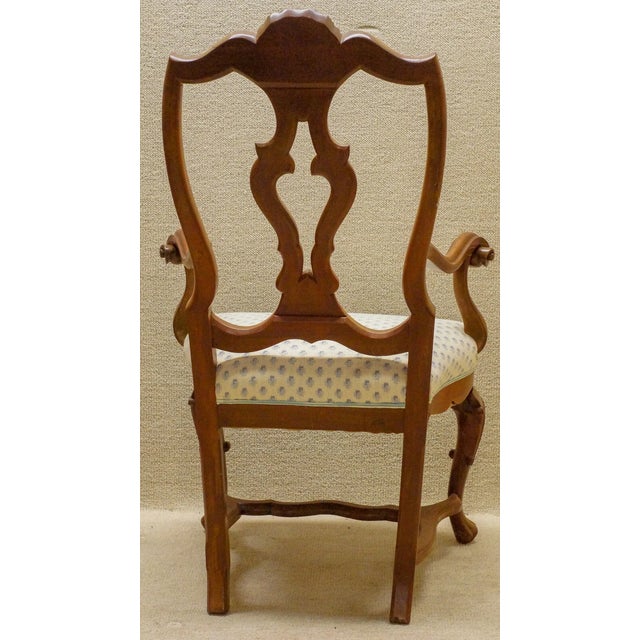 Presenting an outstanding pair of walnut Italian dining room chairs, meticulously hand polished and fully restored. These...