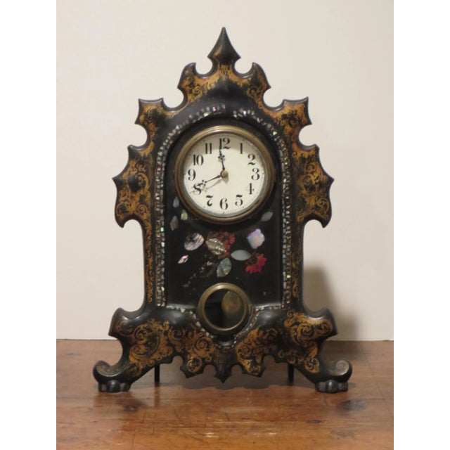 Antique 1850's Mantle Cast Iron Clock For Sale - Image 11 of 13