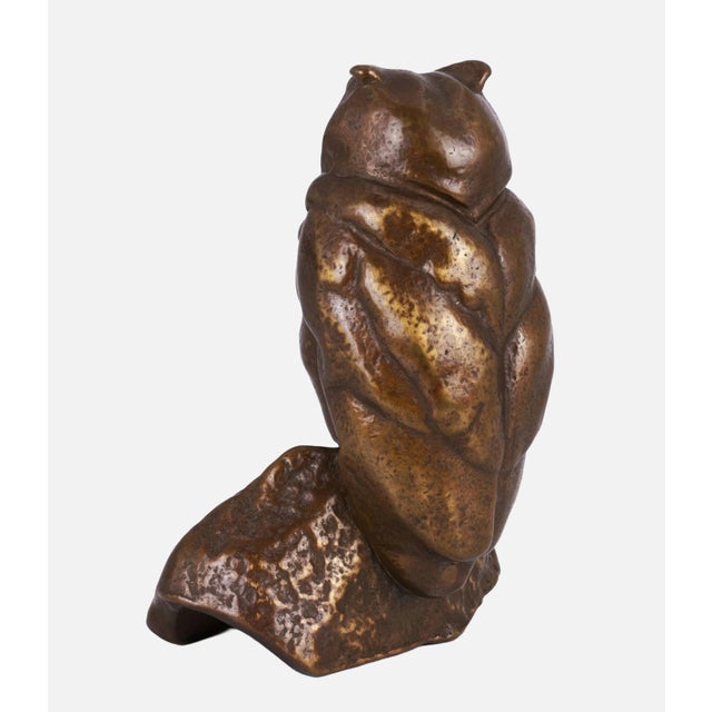 Bronze Figure of Watching Owl on Rocks, 1960s For Sale - Image 4 of 7