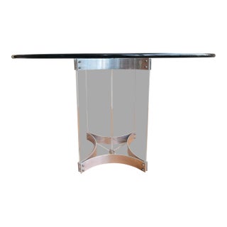 1970s Post Modern Lucite and Chrome Glass Top Coffee Table For Sale